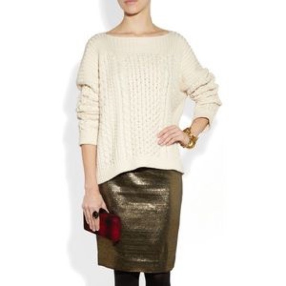 Tory Burch gold pencil skirt NWOT metallic brandy - Picture 5 of 8